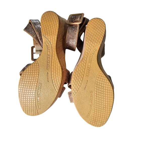 Stewart Weitzman Metallic Rose Gold Sandals Shoes Ankle Buckle sz 9 - Picture 8 of 9